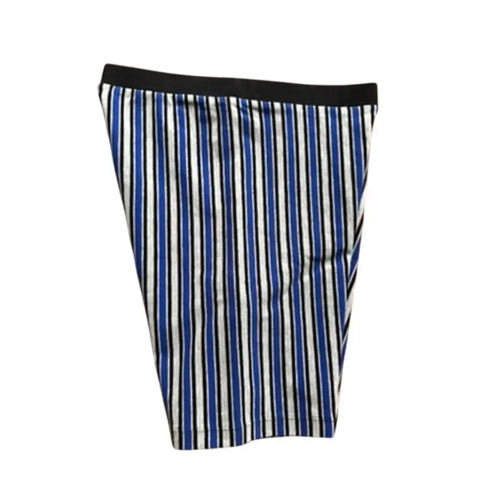 Vintage 80s 90s Marika Blue Striped Coolmax Bike Shorts High Waist M